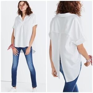 Madewell Courier Button Back Shirt in Pure White Size X-Small